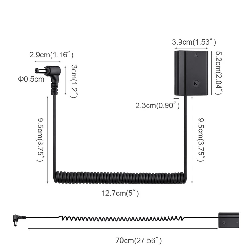 

1 Pcs Power Adapter Cable for DC Adapter To Dummy Battery NP-FZ100 & 1 Pcs Extension Hot Shoe with Multiple