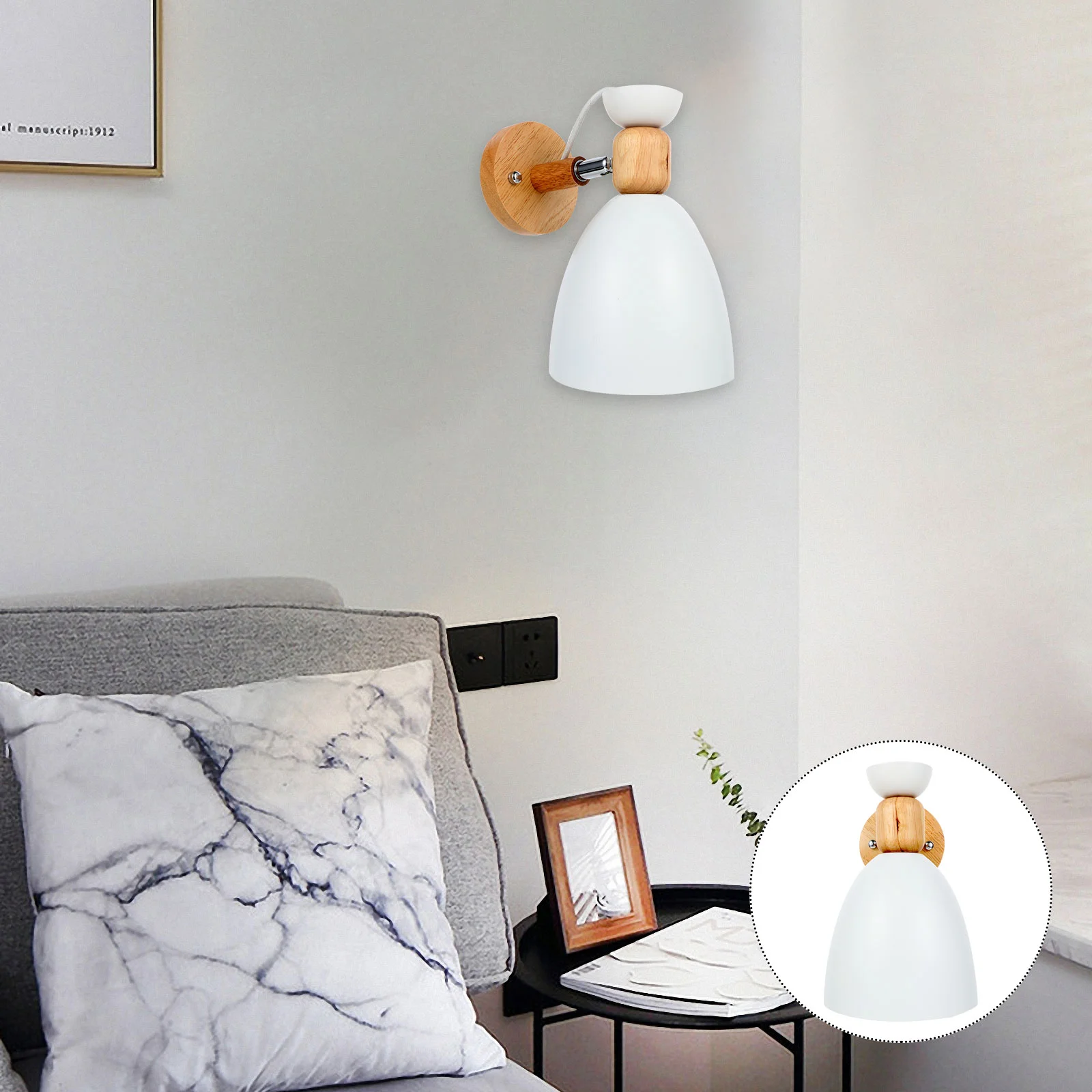 

1Pc Bedside Wall Light Lamp Corridor Iron Art Light Without Lamp Bulb (White)