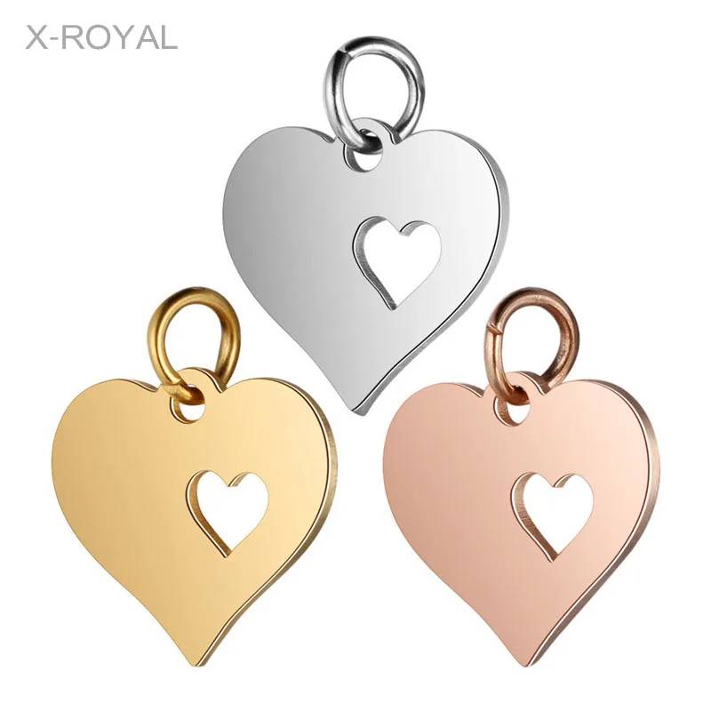 X ROYAL 5 шт./лот для влюбленных самодельное сердечко подвески из нержавеющей стали