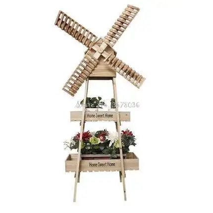 Напольная подставка деревянная Цветочная стойка многослойная для растений