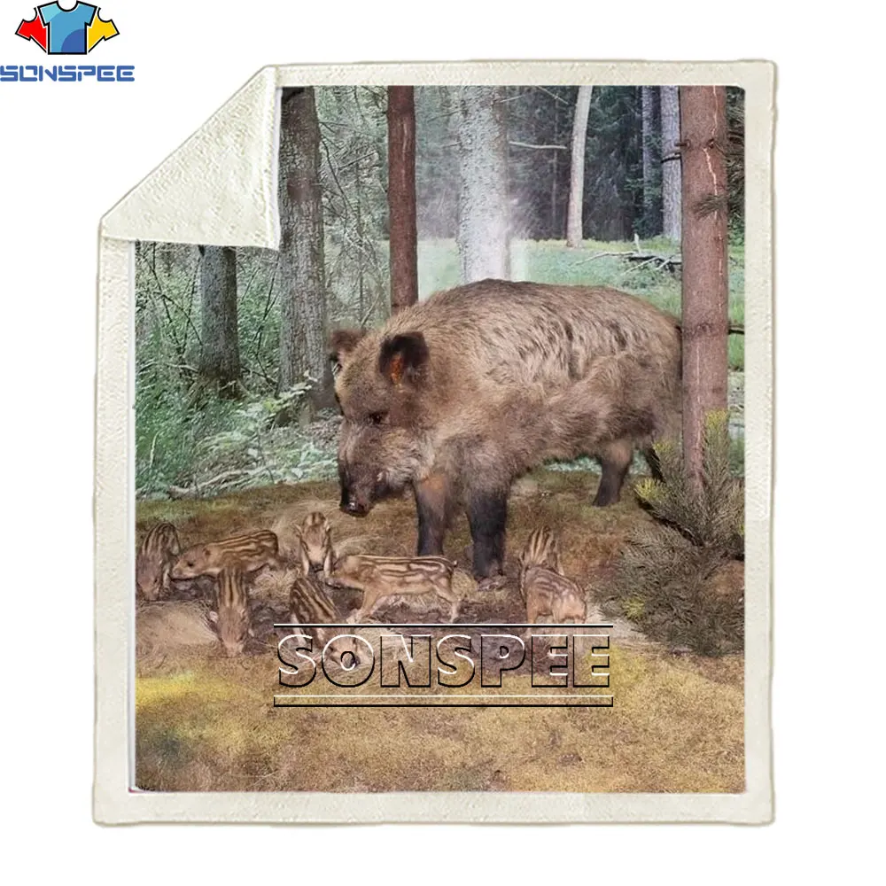 

SONSPEE Piglet Wild Boar 3D Printed On Sofa Bed Chair Blanket Wool Sherpa Blanket Bedspread Blanket Adult Children Thin Quilt