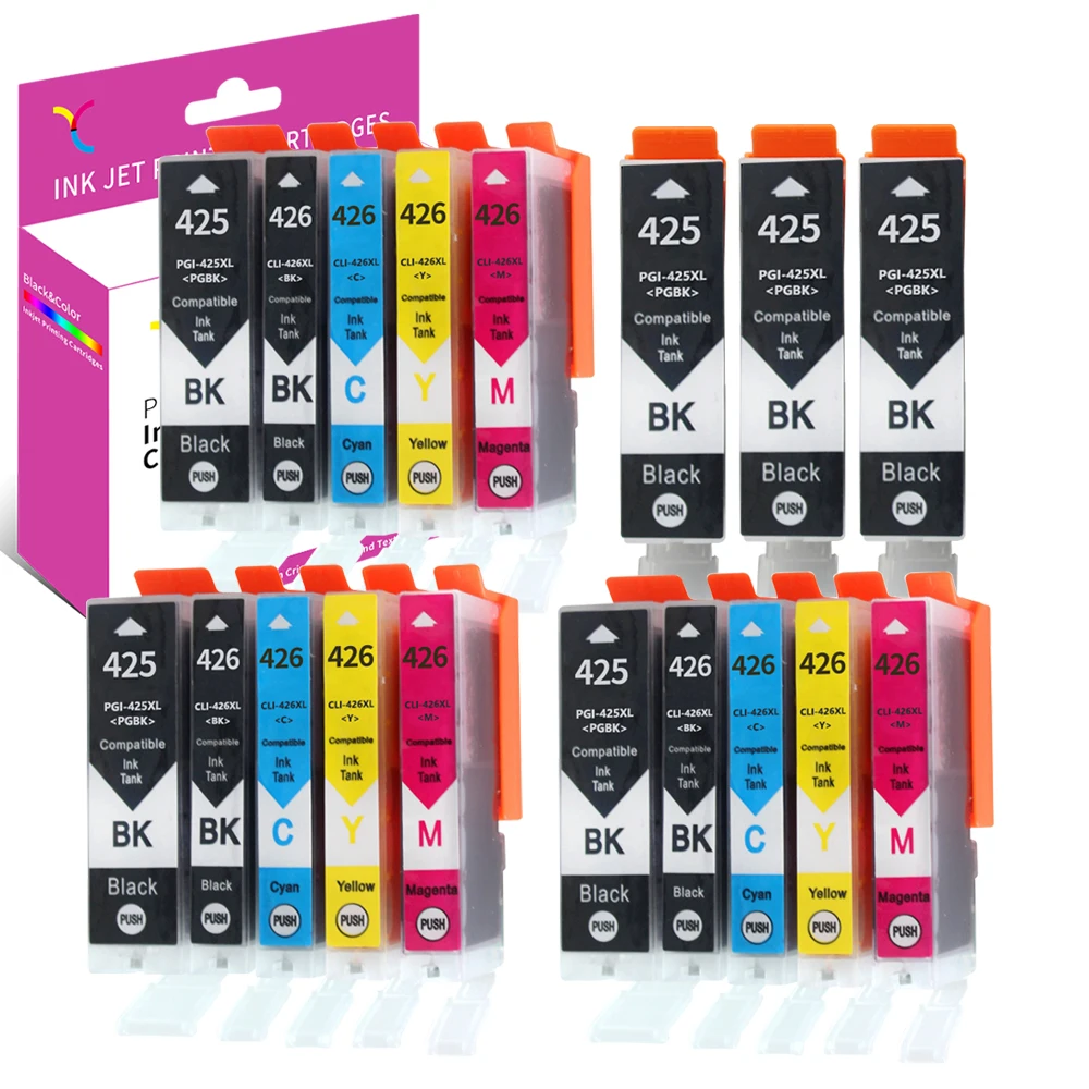 

YC Compatible for Canon 425 PGI-425 for Canon 426 CLI-426 Ink Cartridge set for Pixma MG 5140 iP 4840 MG5200 MG6140 MG8240 MX894