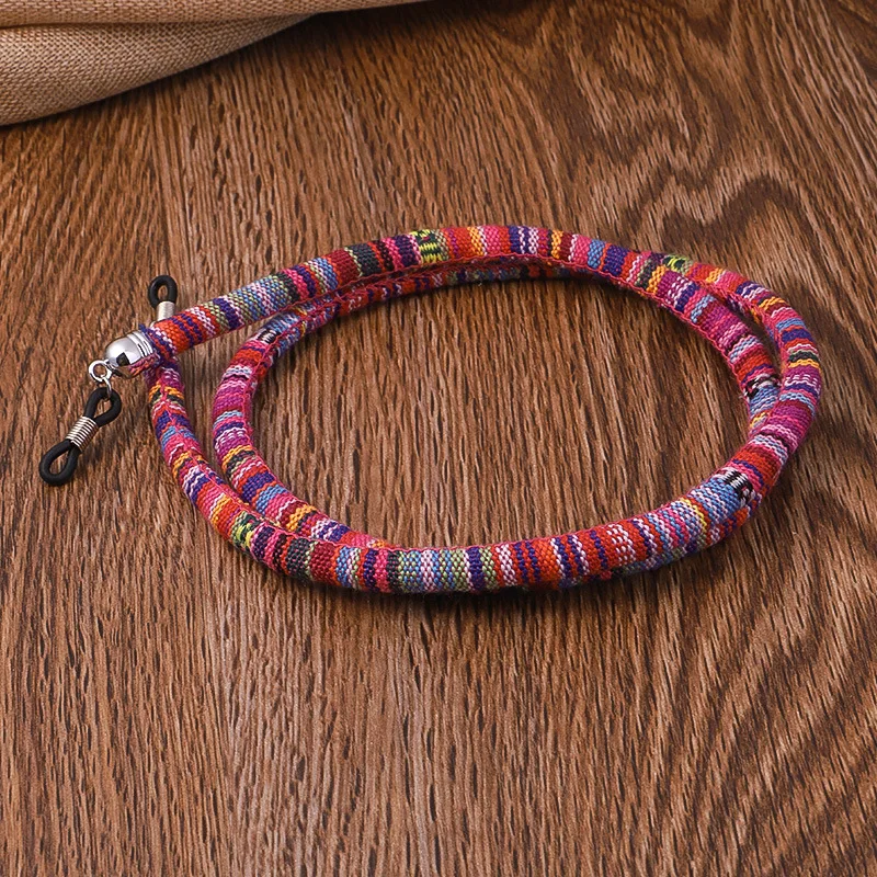 Шнурок для очков винтажный Этнический разноцветный хлопковый нескользящий |
