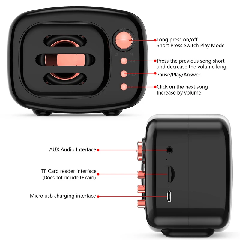 Портативный 5 0 мини ретро Bluetooth динамик радио стерео старомодный классический