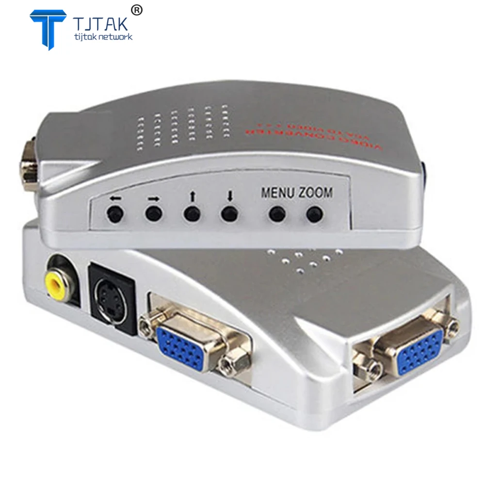 

PC Converter Box VGA to TV AV RCA Signal Adapter Converter Video Switch Box Composite Supports NTSC PAL for Computer