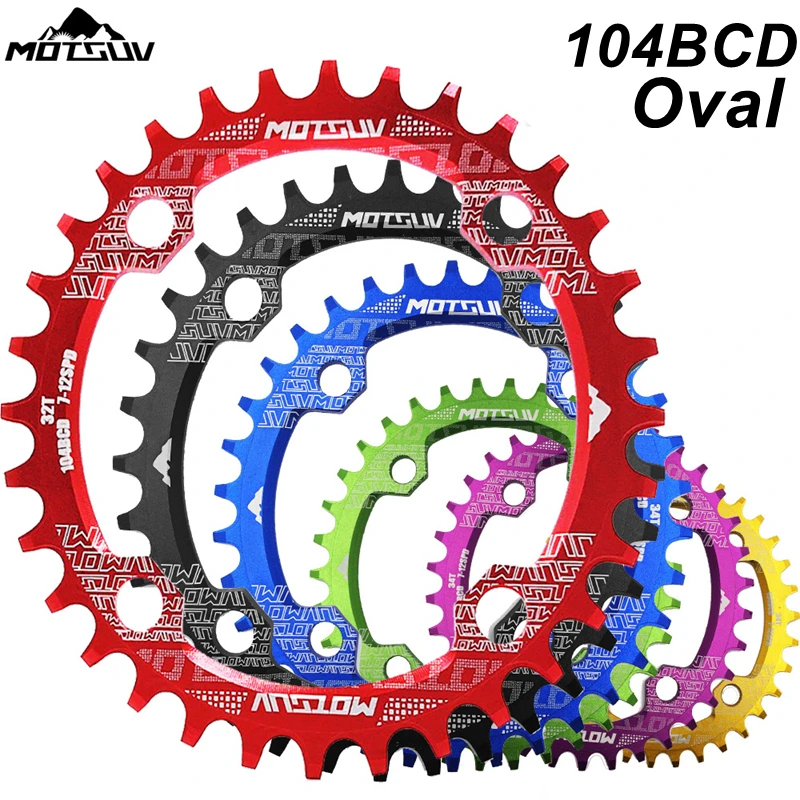 MOTSUV овальная 104BCD узкая широкая передняя звезда MTB горная велосипедная 32T 34T 36T 38T