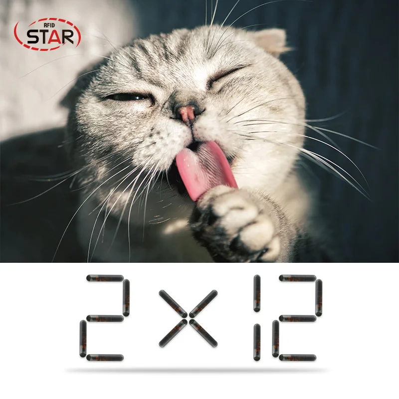 60 шт RFID имплантируемый стеклянный микрочип транспондер 2*12 мм для идентификации
