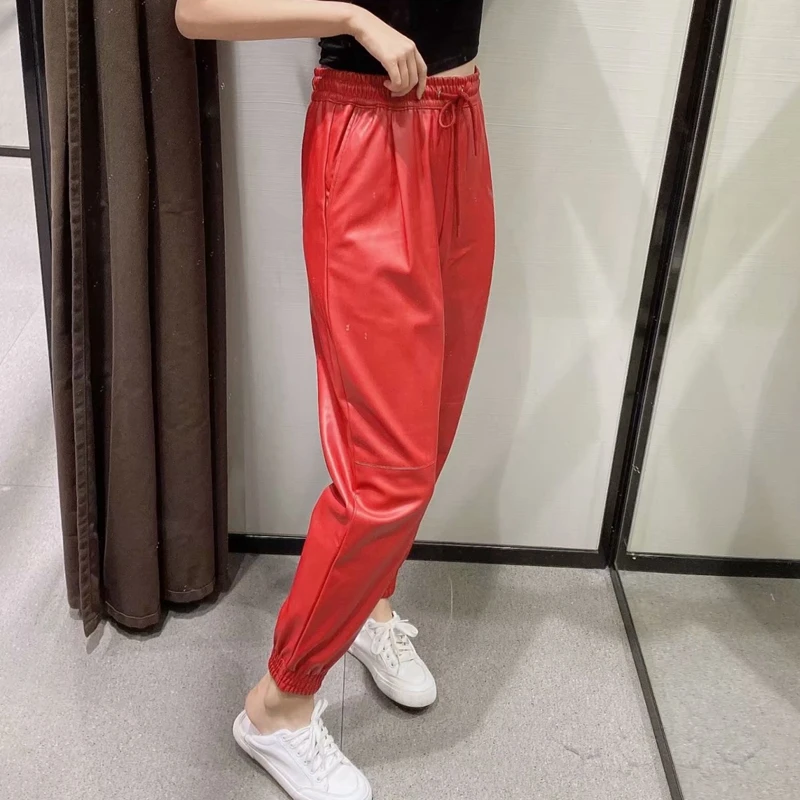 

Causal women faux leather pant 2020 fashion ladies sport long pants streetwear female pencil pant chic girls stylish pants