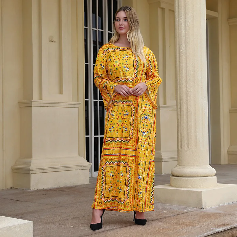 Платье макси с этническим принтом размера плюс для женщин платье на весну и лето