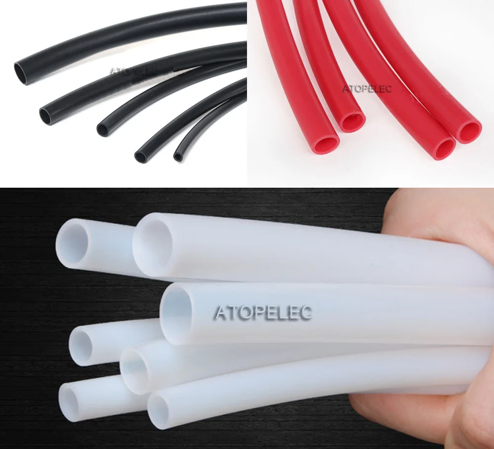 ID_6mm PTFE Tubing OD_7mm/8mm F4 Rigid Pipe 260Deg.C High Temperature 600V Black/Red/White Color | Cable Sleeves