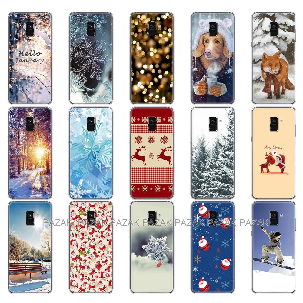 Чехол для Samsung Galaxy A8 2018 A530 A530F чехол телефона Plus A730 A730F зима Рождество Снежная елка