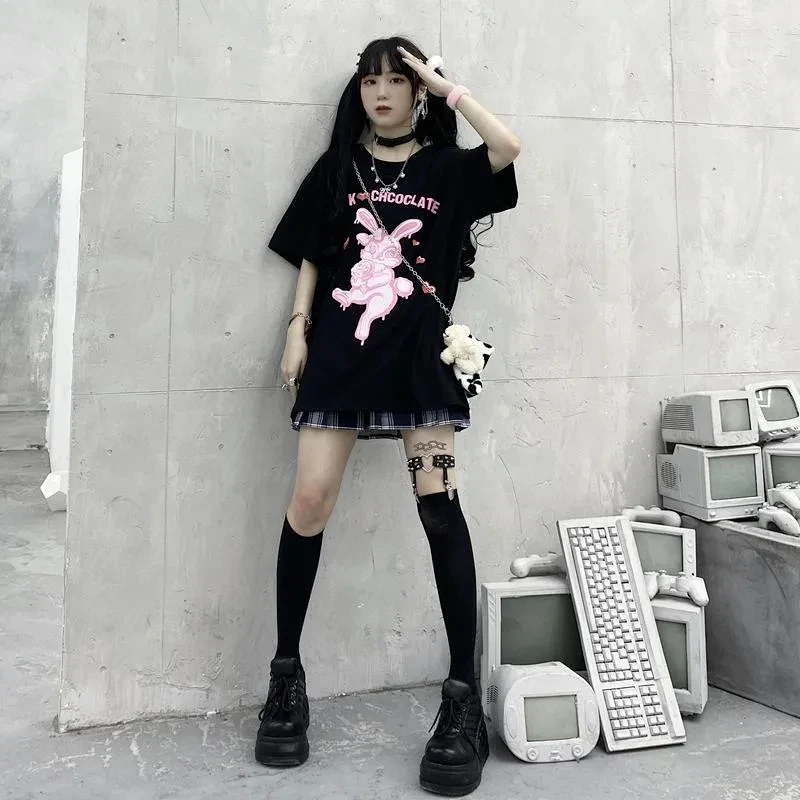 Уличная одежда топы женская футболка ulzzang Harajuku винтажная Готическая Футболка с