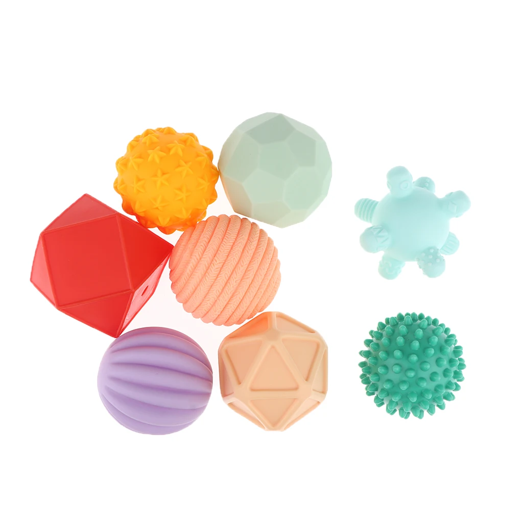 

Pack of 8 BPA Free Silica gel Hand Balls Multiple Texture Perception Toy Kids Early Developmental Set