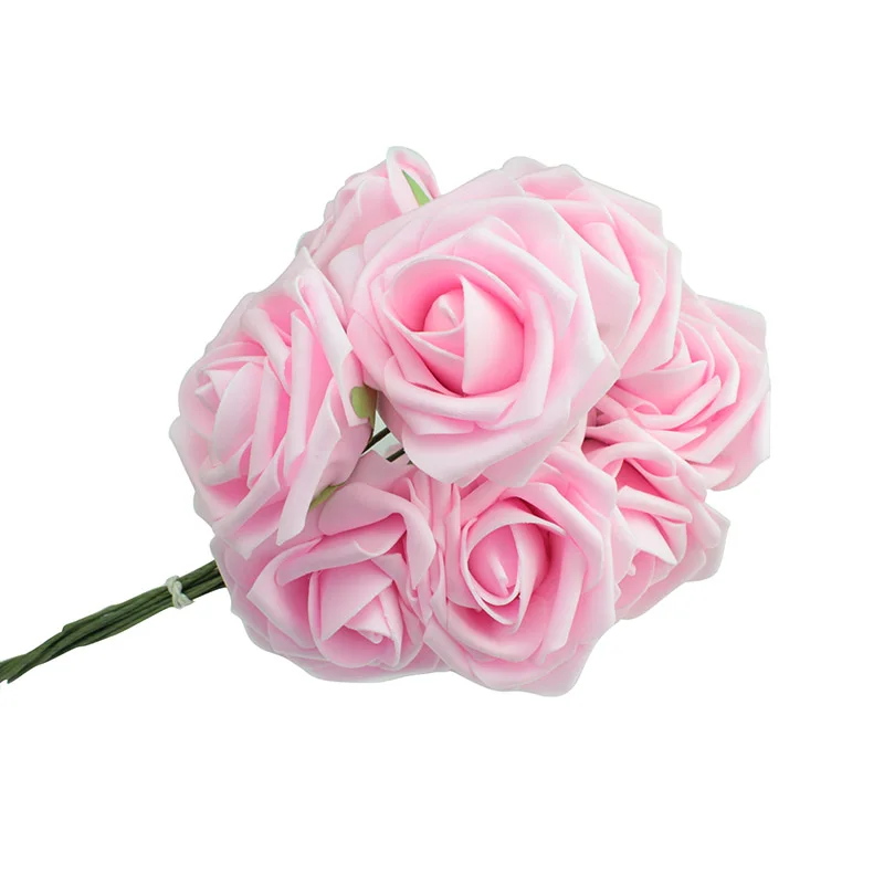 Light Pink 10 голов, искусственные розы, букет невесты на свадьбу, домашний декор, искусственные цветы - Цвет: Light Pink