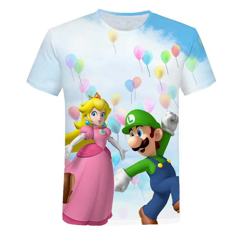 

2021 Funny Game Mario Bro Cartoon Shirts Boys T-Shirt Kid Tops 4-16 T Children Clothes Summer Short Sleeve Cool Tee Girls Tops