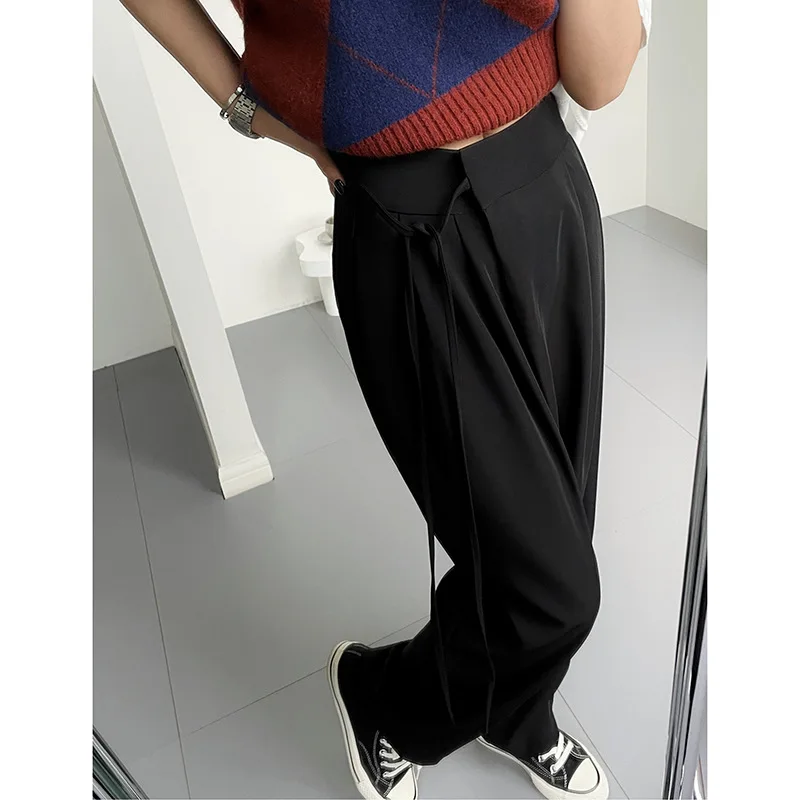 

@YYDS Autumn New Solid Color High Waist Thin Trousers Women's Korean Loose Casual Tether Radish Pants