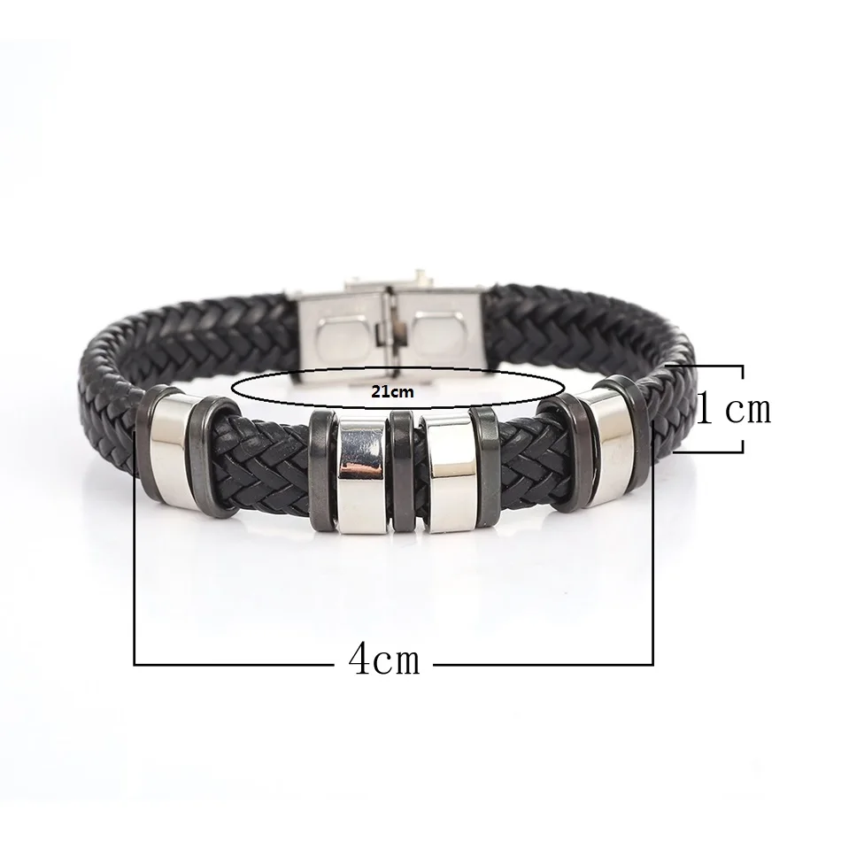 Мужские кожаные браслеты Match-Right Металлический Браслет-манжета для мужчин из