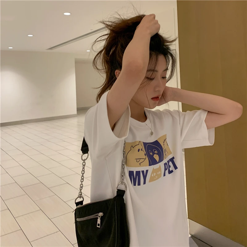 Летняя японская футболка с коротким рукавом для женщин модель 2021 года свободная