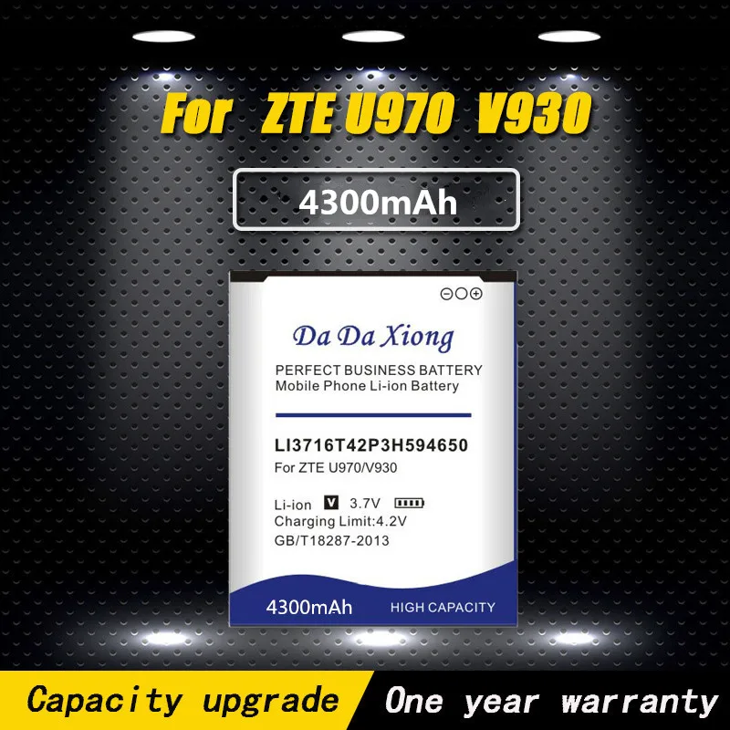 

Аккумулятор DaDaXiong 4300 мАч LI3716T42P3h594650 для телефона ZTE U970 v807 V930 U930 N970 V970 V889S V889M U795