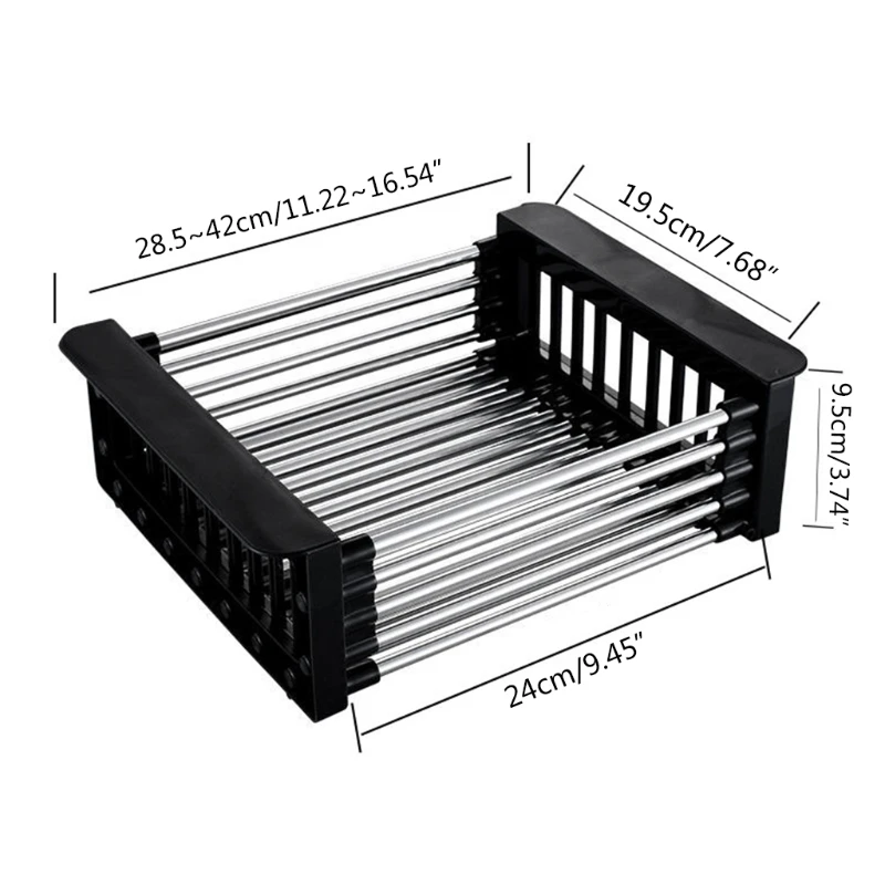 

Stainless Steel Sink Drain Basket Expandable Dish Drying Rack Rustproof Dish Drainer Fruit Bowl Holder Organizer K0AA