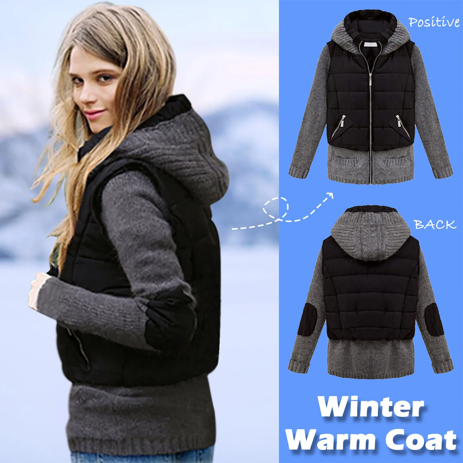 Зимняя женская одежда совмещенное ложное комплект из двух предметов вязаное