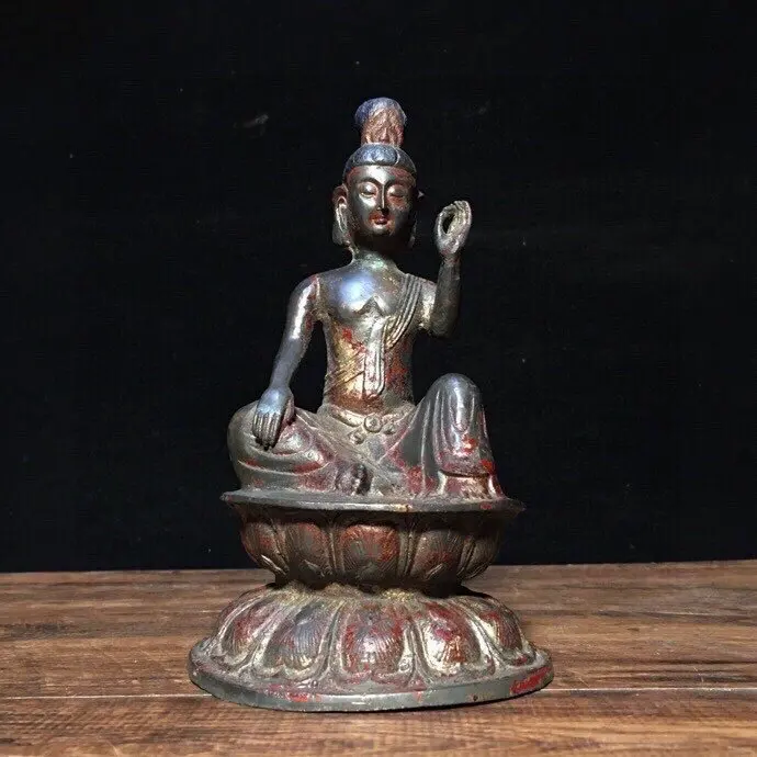 

Тибетская буддистская старинная статуя сакамуни, статуя Будды авалокиствара, сидящий Лотос, Хранитель Будды