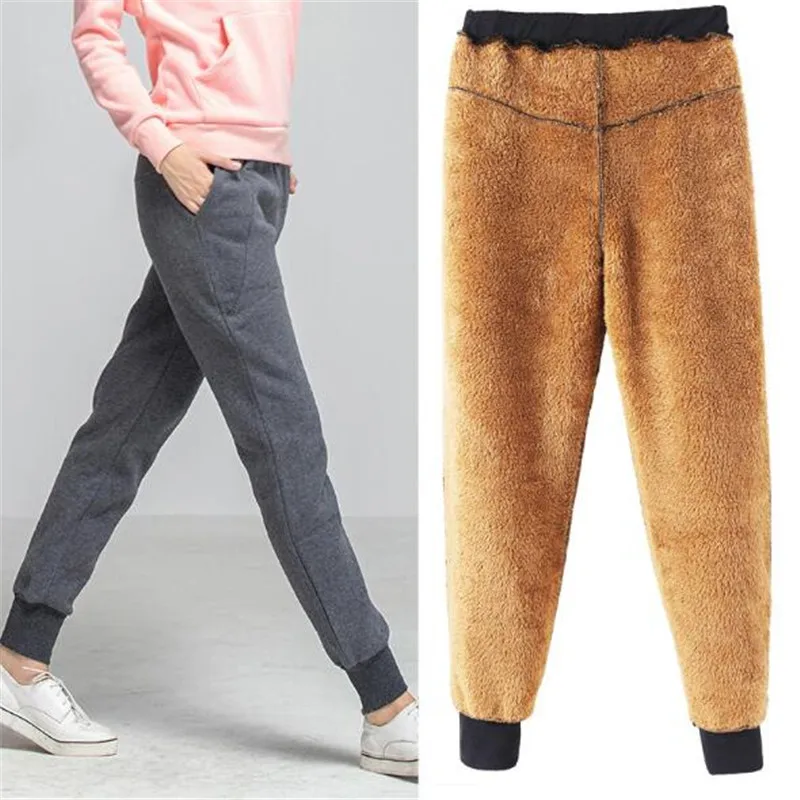 Женские свободные брюки-шаровары кашемировые утепленные брюки высокого