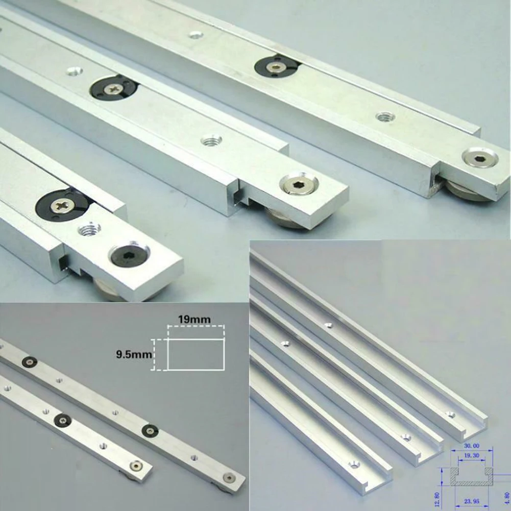 

Table Miter Bar+Track Practical 1Set Silver Aluminum Alloy Miter Track