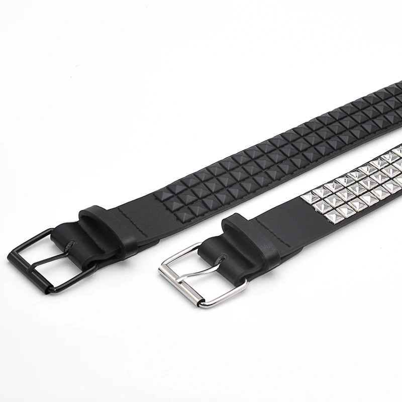 

GAOKE Pyramid Fashion Rivet Belt Men&Women's Studded Belt Punk Rock With Pin Buckle Drop Shipping Black