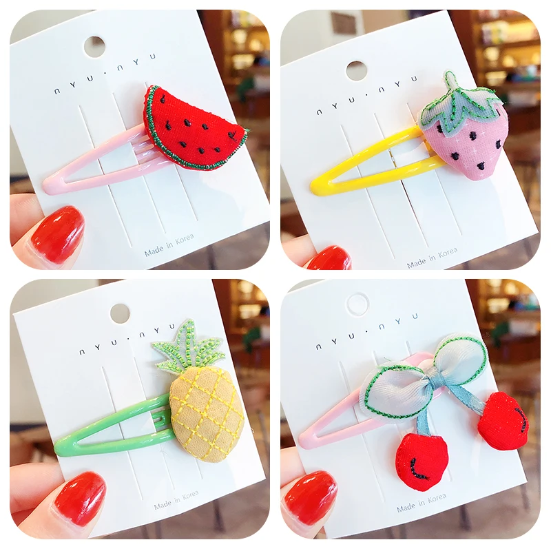 Новинка Детские милые заколки для волос с изображением вишни арбуза клубники