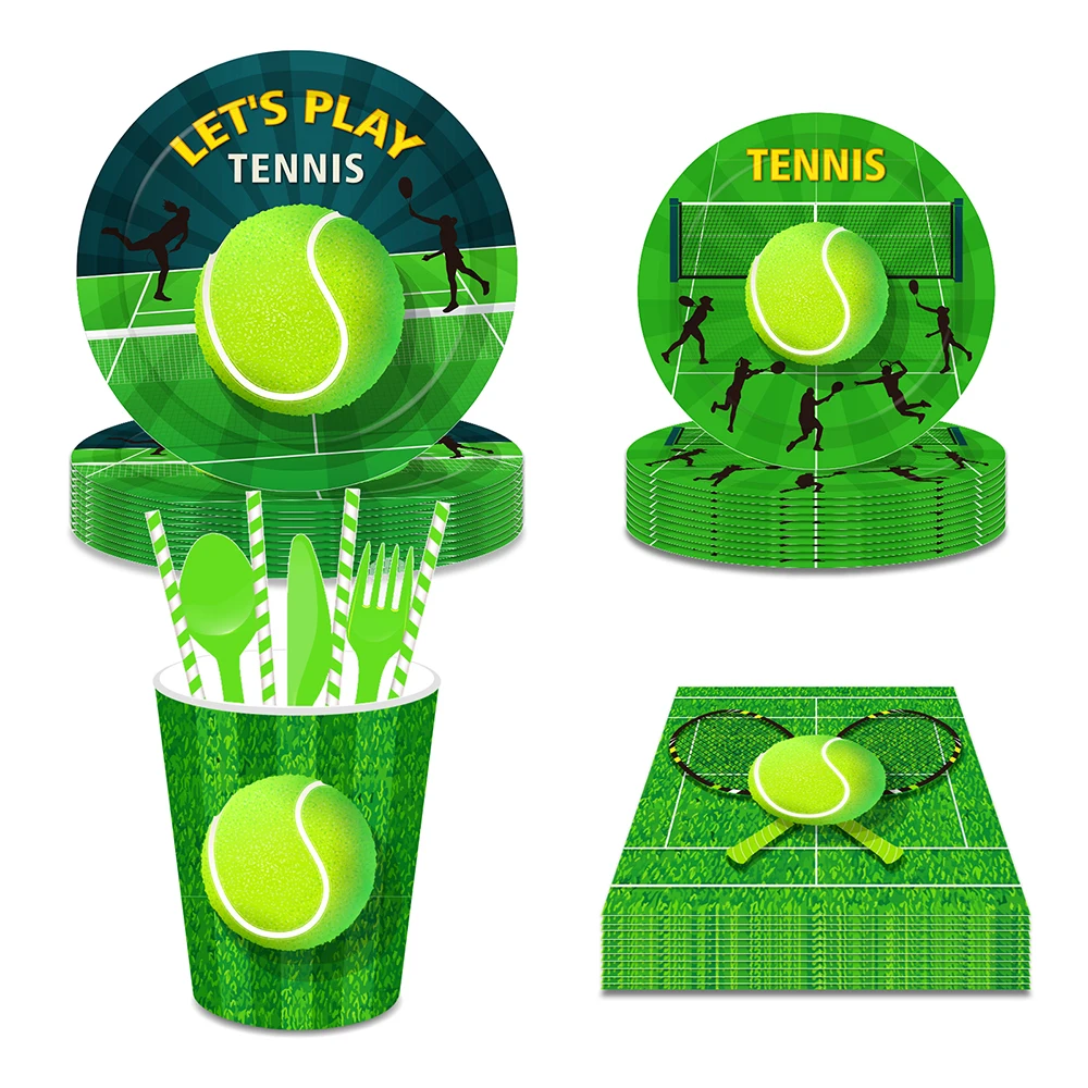 

8 Guests Sports Tennic Ball Club Court Tournament Game Birthday Party Disposable Tableware Dinner Set Baby Shower Party Decors
