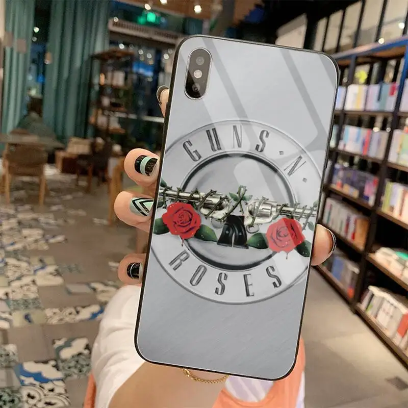 HUAGETOP Guns N Roses Soft Phone Case Cover Tempered Glass For iPhone 11 Pro XR XS MAX 8 X 7 6S 6 Plus SE 2020 case | Мобильные