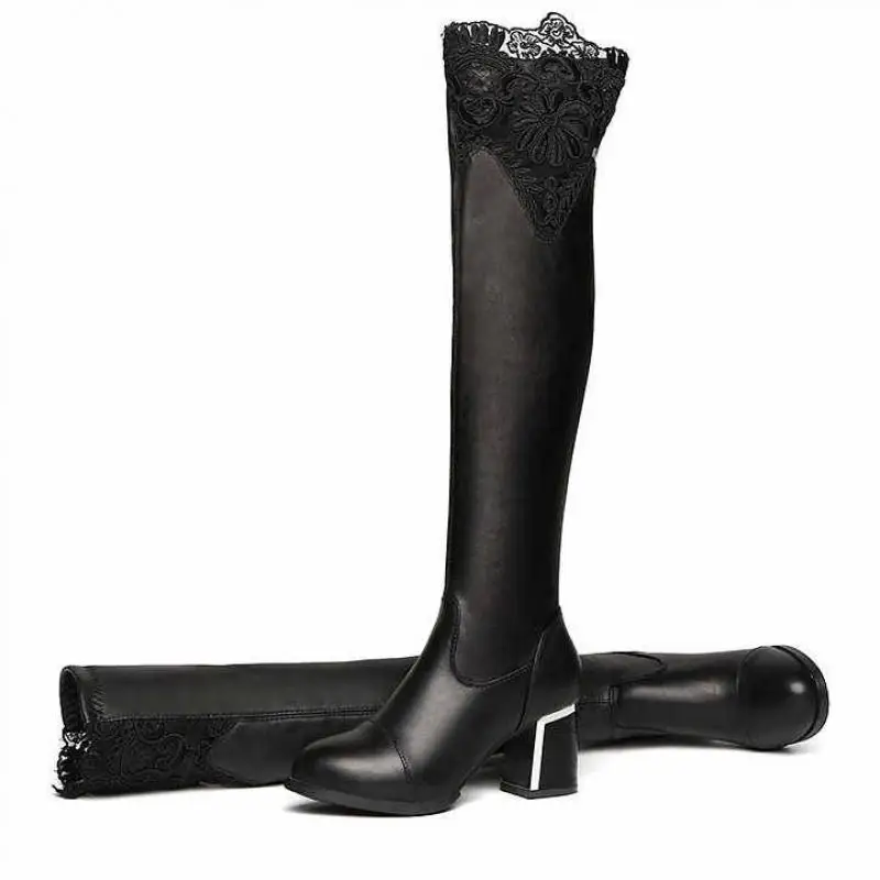 

Облегающие короткие сапоги на высоком каблуке, привлекательные женские зимние сапоги выше колена из искусственной кожи, модная женская зим...