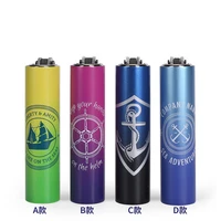 high end clipper metal shell windproof colorful pattern mini butane gas flint lighter 8 pieces for collections and gifts