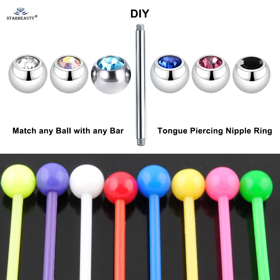 1 шт. DIY любой шар с планкой 14 г 6x16 мм колокольчик акриловый язычок пирсинг для
