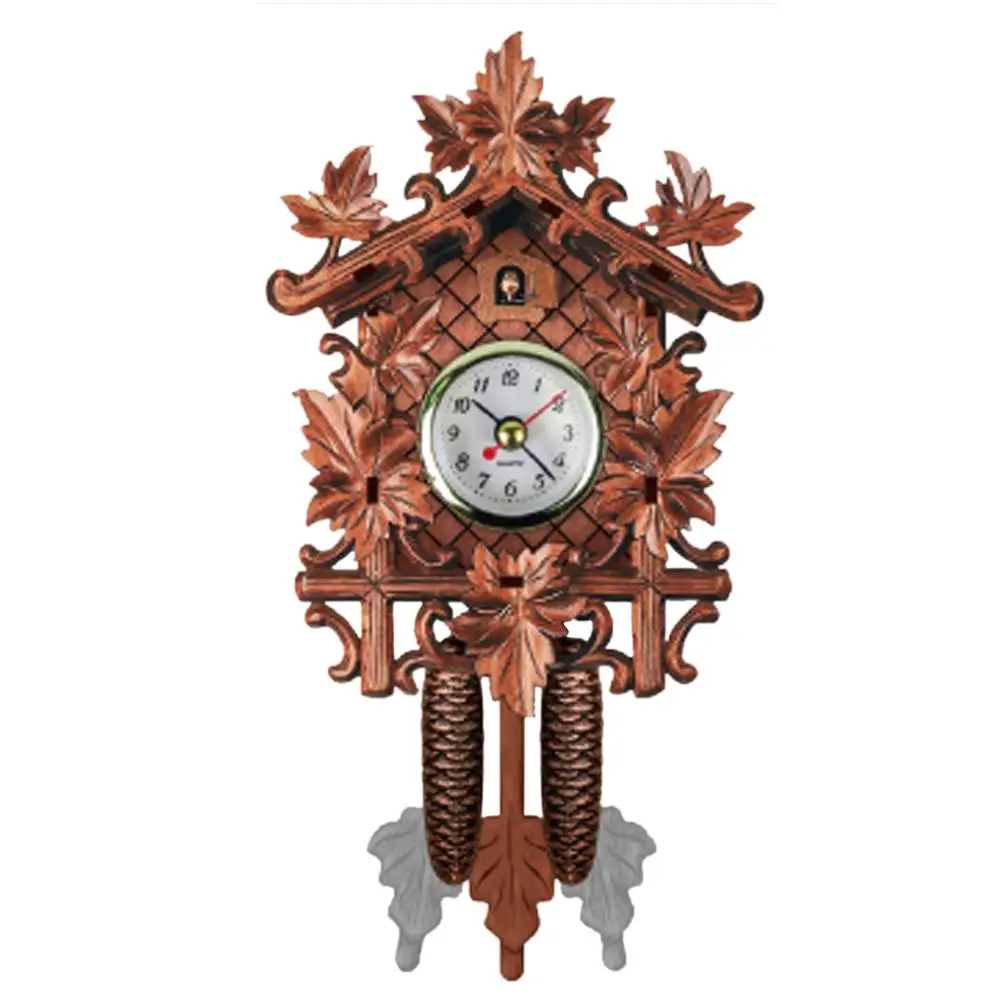 German Black Forest Style 3D Wooden Wall Clock Handcrafted Wood Mini Clock Cuckoo Living Room Bedroom Home Decoration