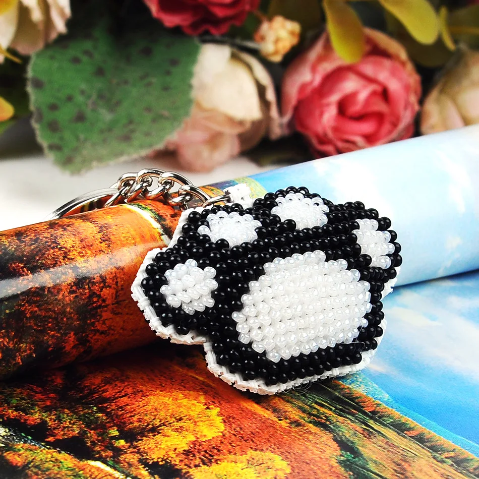 

Y044Bear's paw paw printed cross-stitch embroidery beaded mobile phone chain key ring hang full beaded bags beaded hang act
