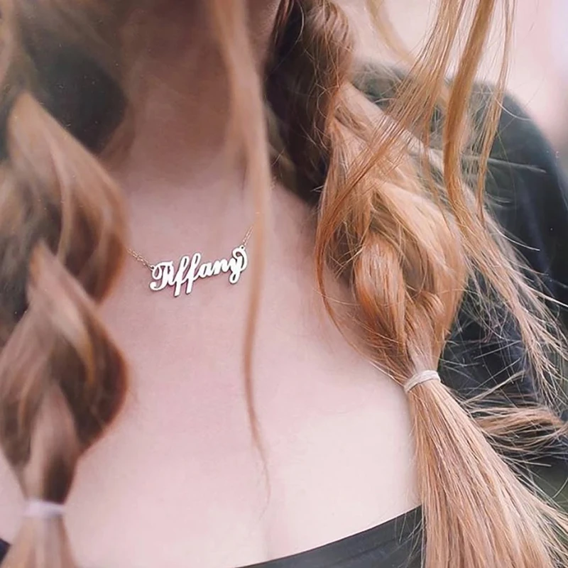 

Custom Name Necklace Nameplate Customized Jewelry Rose Gold Silver Stainless Steel Personalized Initials Necklace Birthday Gifts