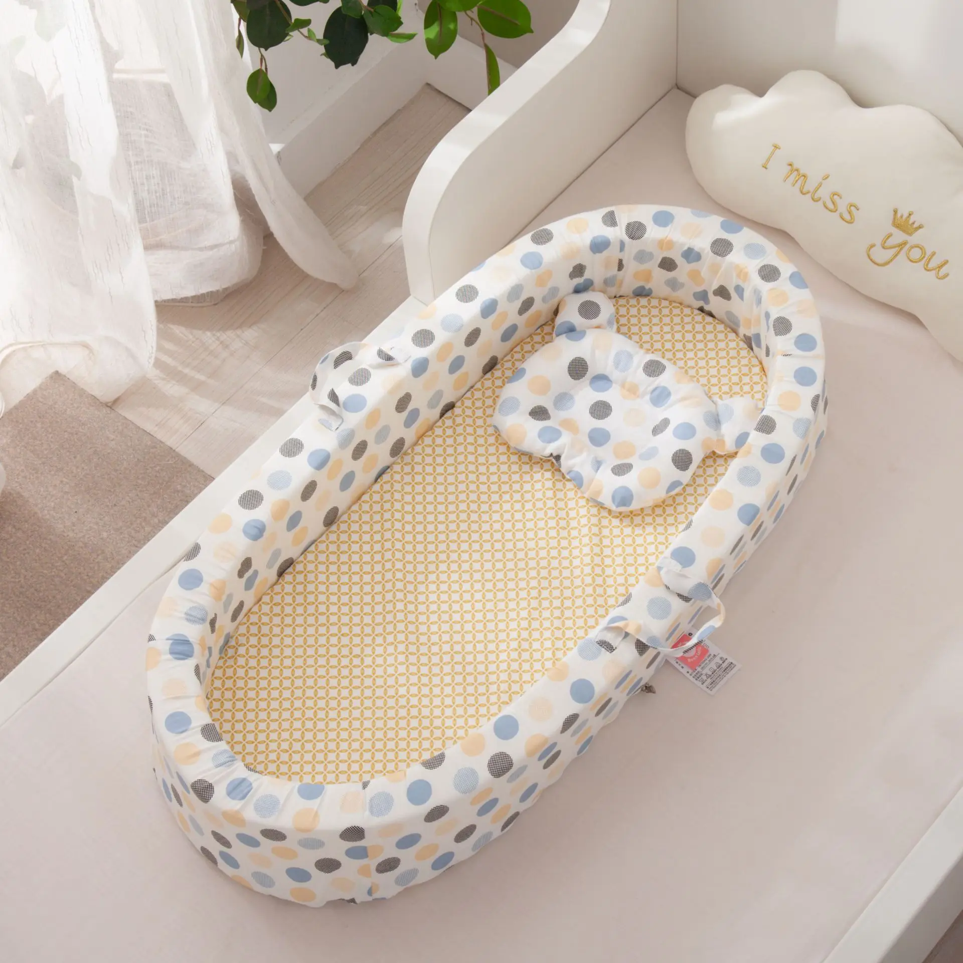 New 90*45cm Baby Nest Bed with Pillow Portable Crib Travel Infant Toddler Cotton Cradle for Newborn Bassinet Bumper | Мать и ребенок