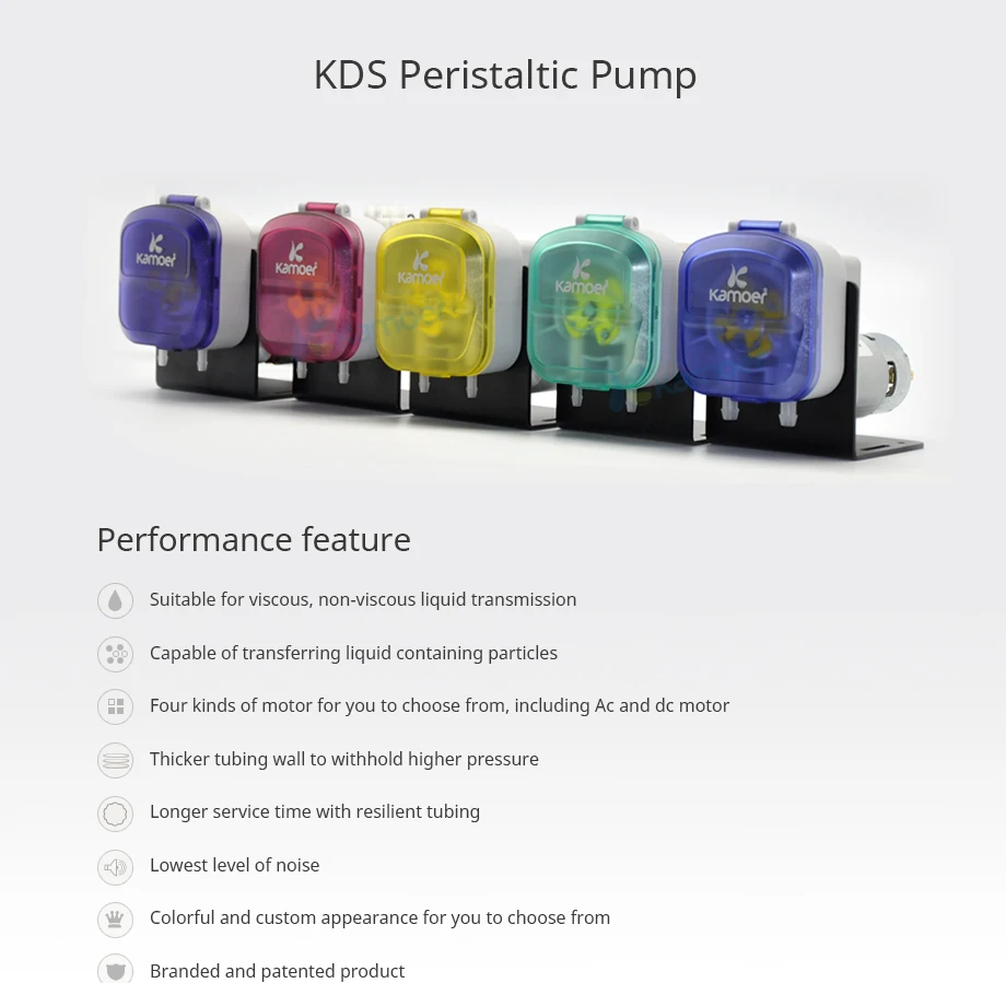 Kamoer KDS 12 V/24 V DC перистальтический водяной насос, используемый для химической дозирования жидкости передачи