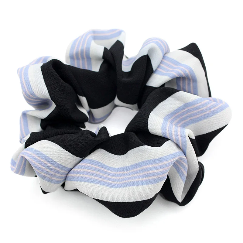 Fashion Simple Elastic Hair Bands Toothpick Wrinkle Scrunchie Ponytail Ring Two-tone Stripes Headwear |
