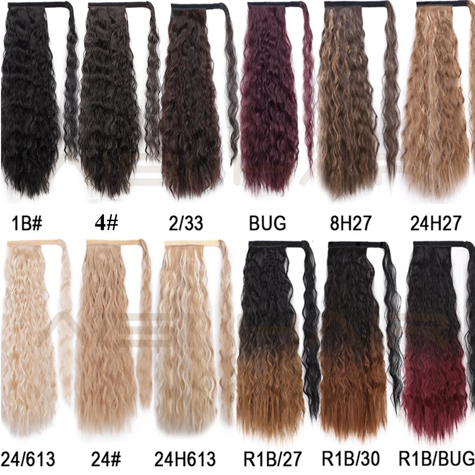 AISI HAIR длинные волнистые черные синтетические волосы для конского хвоста