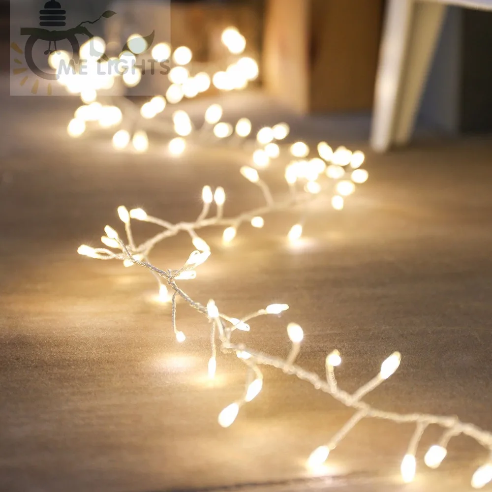 

Cluster String Lights 33FT 300LED Branch Tree Outdoor Silver Wire Fairy lights for Cafe Bar Wedding party Xmas Home Decoration