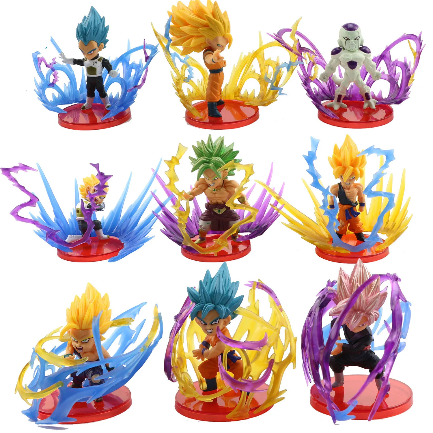 

9Pcs/set Dragon Ball Z Goku Vegeta Broli Grudge Figure Super Saiyan Toys Dragon Ball Super Anime Goku Figurine Collectible Toys