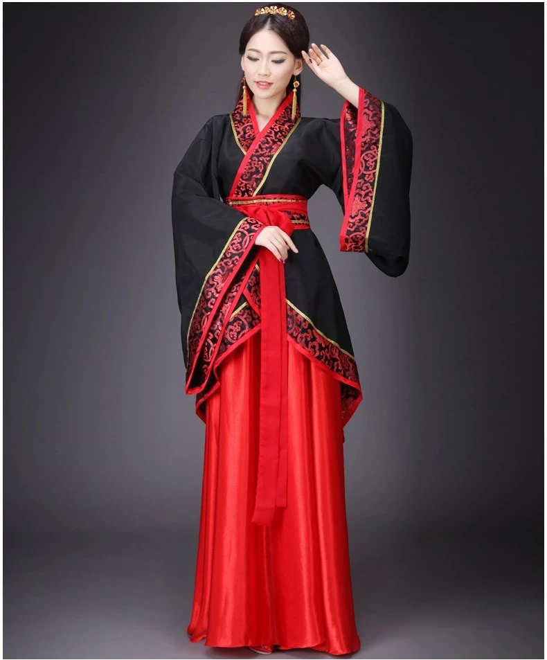 Черный Hanfu Национальный костюм для китайских танцев для мужчин древний Косплей традиционная китайская одежда для женщин Hanfu одежда для женщин сценическое платье - Цвет: Черный