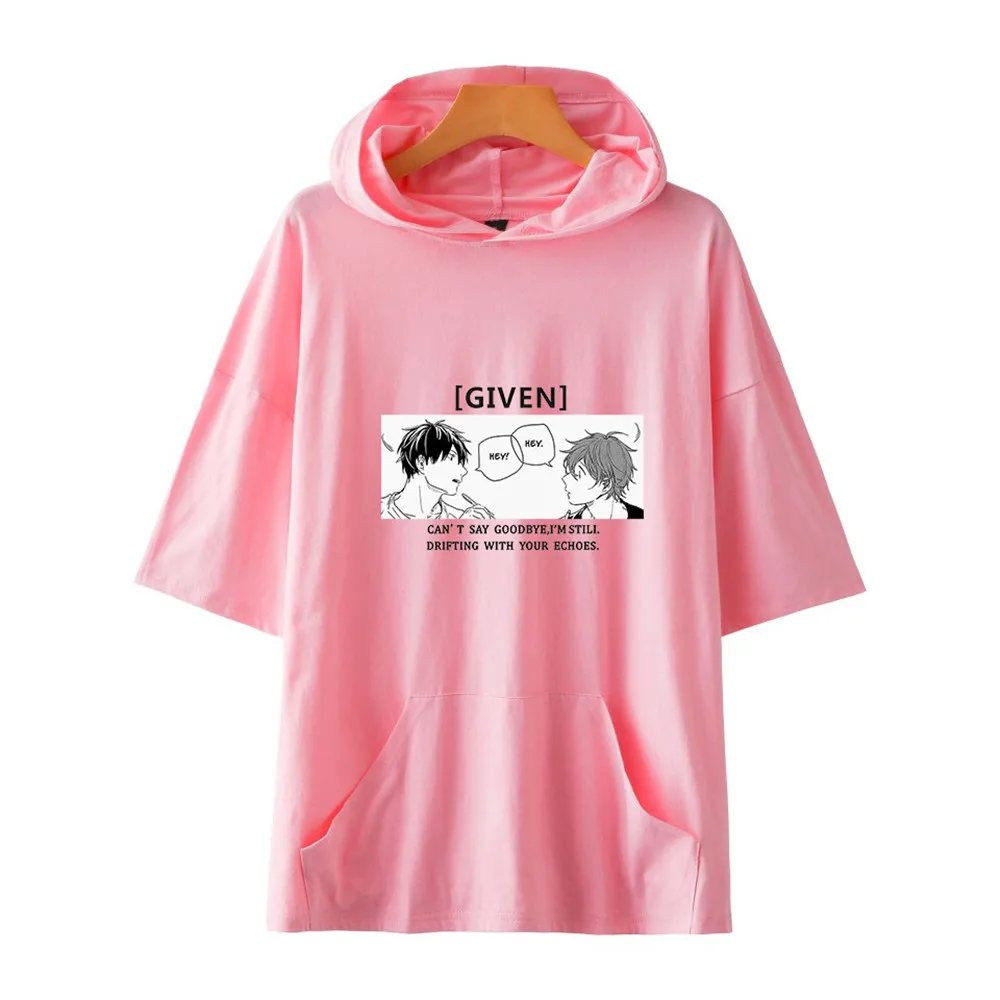 

Given T Shirt Women Hooded T Shirt Summer Short Sleeve Streetwear Japanese Anime Manga Music Harajuku Fashion Clothes