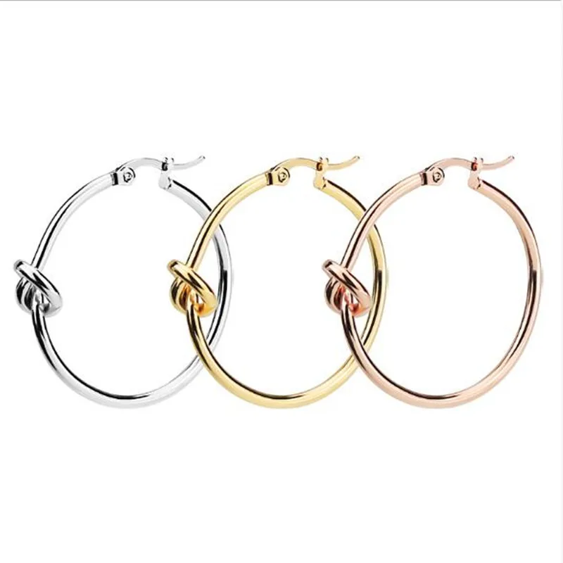 Серьги-кольца женские круглые из нержавеющей стали золотого и серебряного цвета