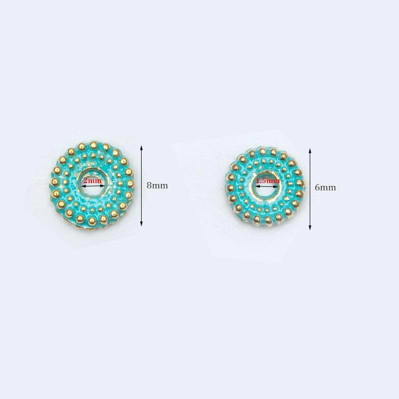 6mm/8mm 100 Pcs/lot Vintage Green and Gold Wheel pattern Bead Tibetan Silver Spacer Beads for Bracelet Jewelry Making | Украшения и