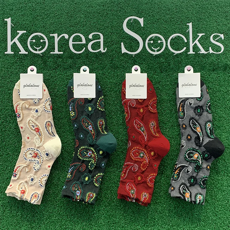 

Han Guodong door import and flowers cotton socks spot style cylinder female socks in the ins