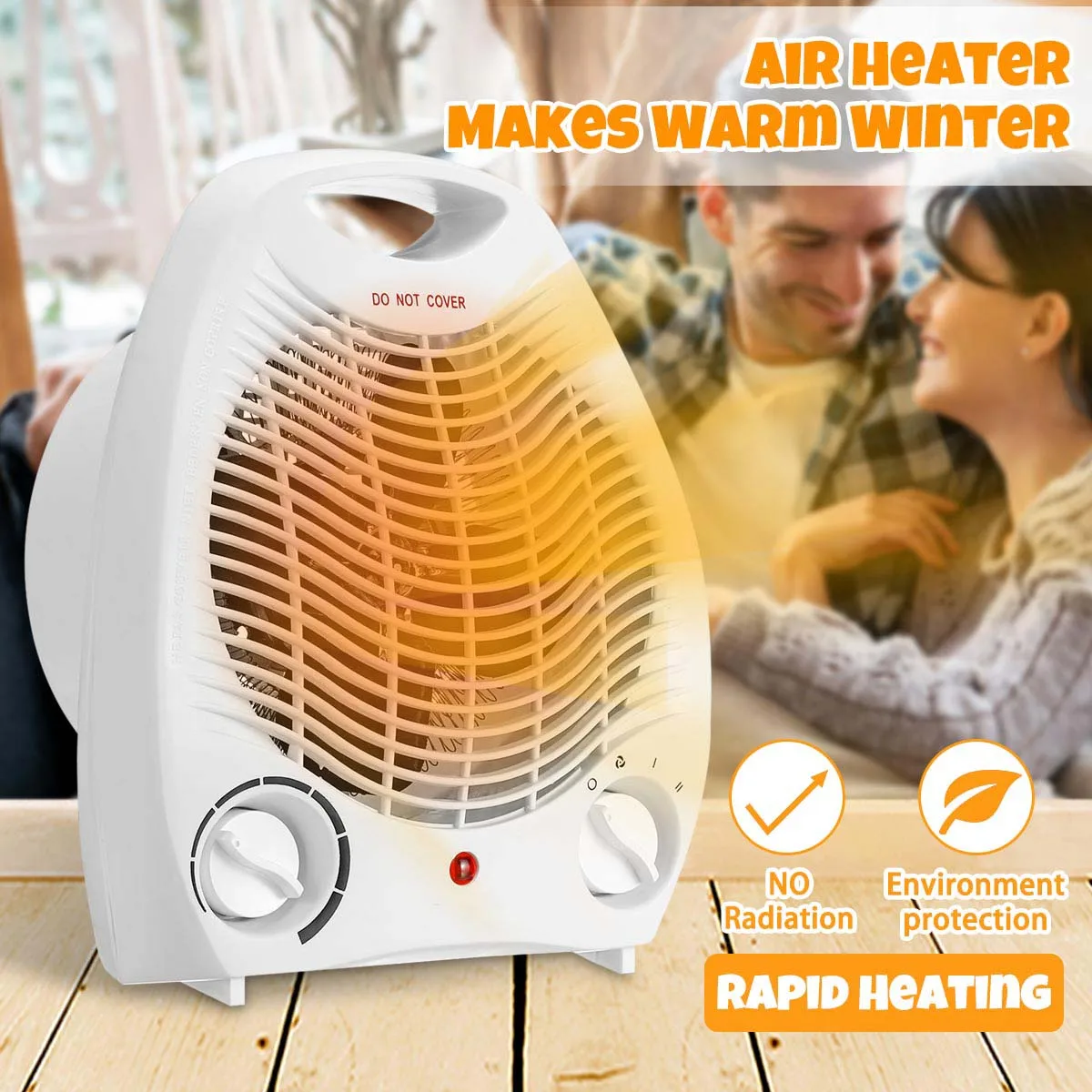 220V 2000W Portable Electric Space Heater Fan Personal Space Warmer Electric Radiator 3 Heating Setting Winter Warmer Machine